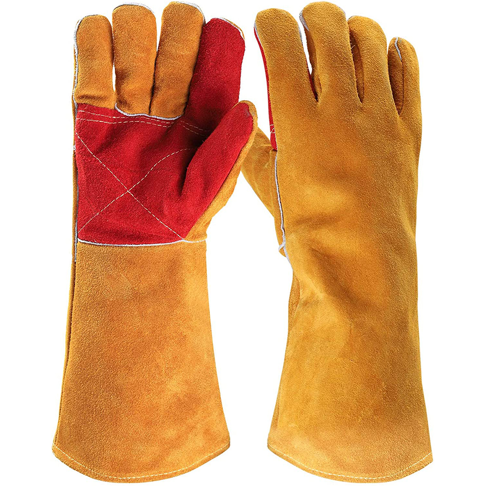 Leather Welding Gloves Heat Fire Resistant Grill Work Glove BBQ Oven  Blacksmith